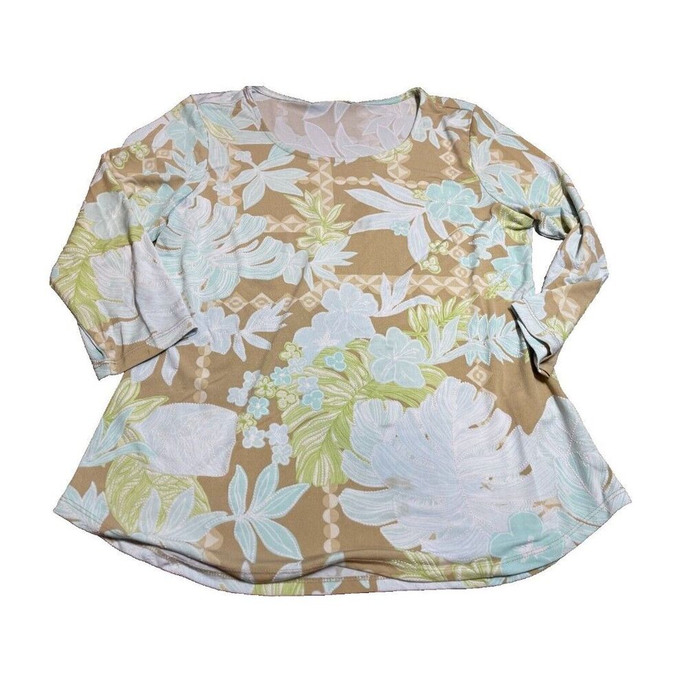 Ruby Rd Top Womens Size 6 P Petite Floral 3/4 Sleeve Ruby Road